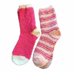 Cozy Pink and Cream Fuzzy Socks
